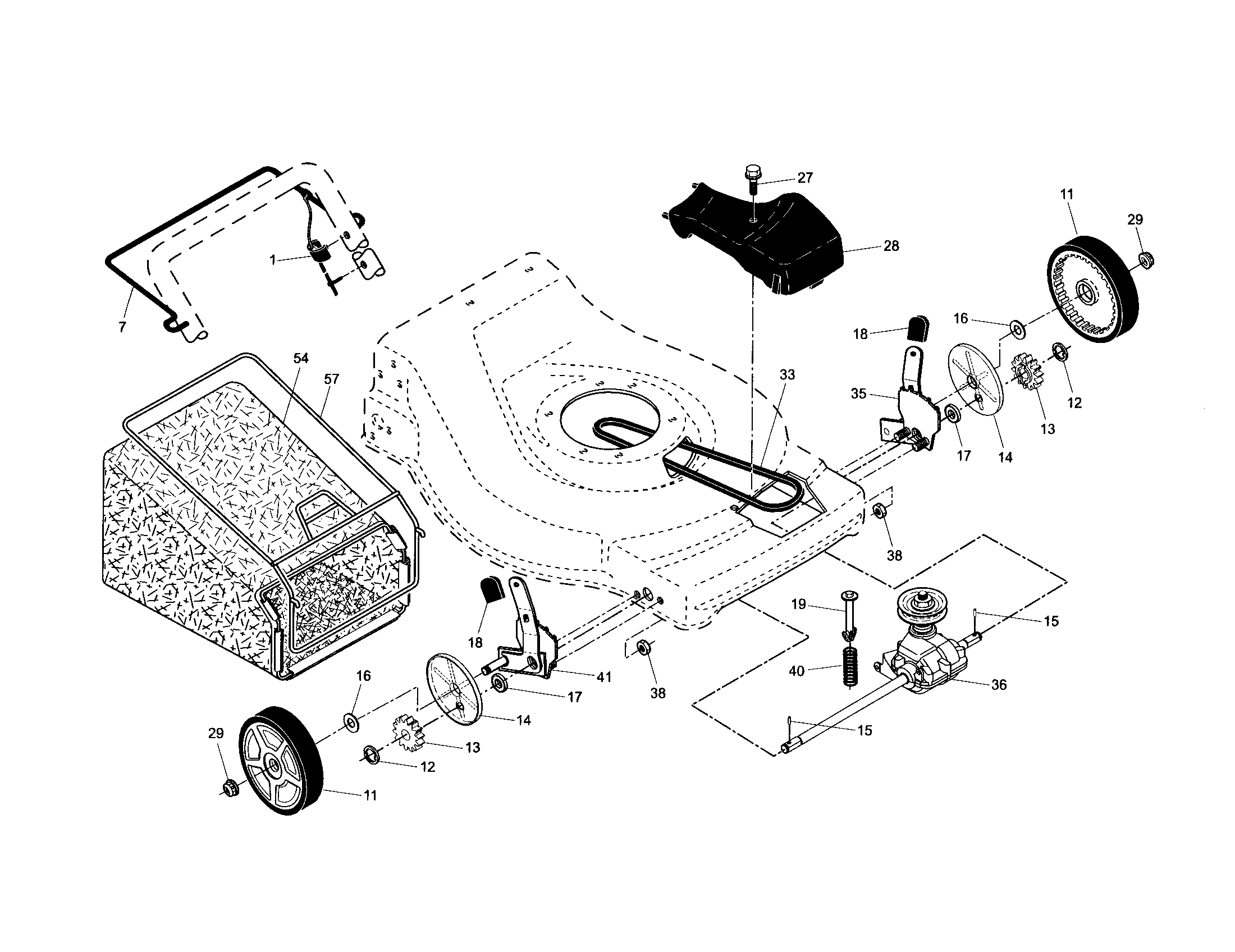 Drive control/gear case/wheels