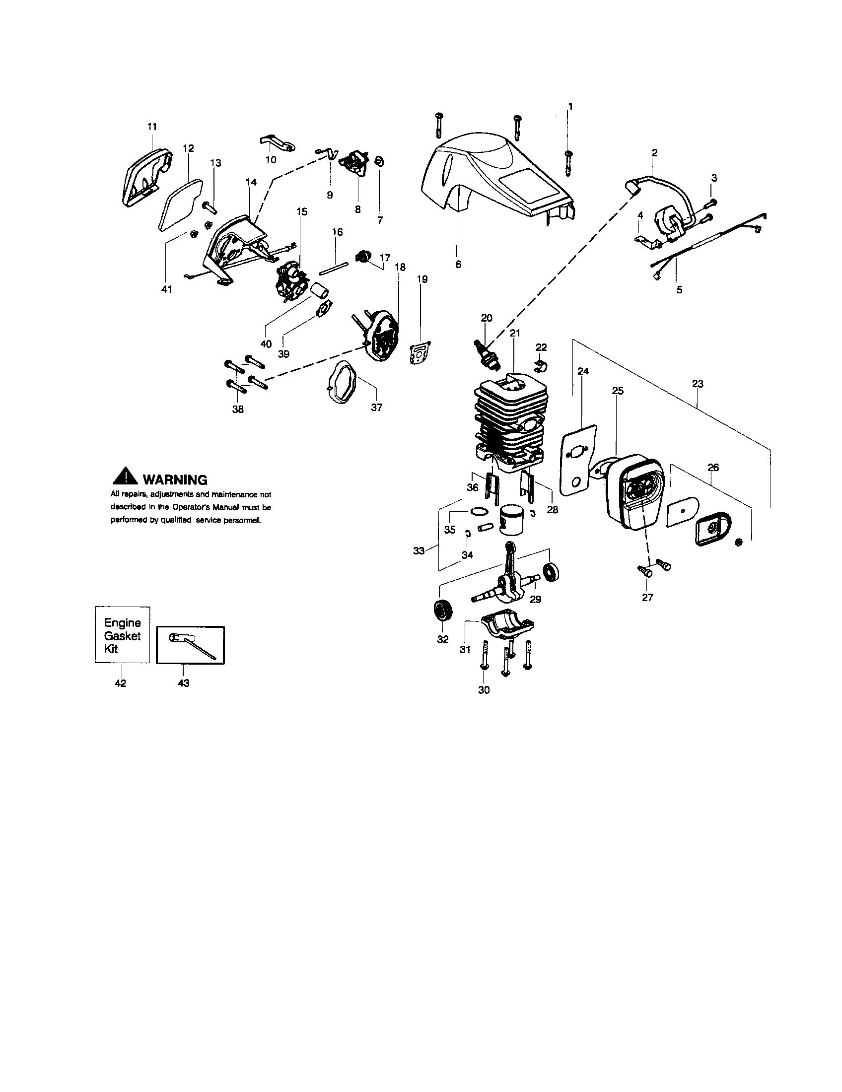 Shield/cylinder/crankshaft
