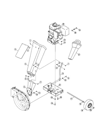 Chute/engine/wheels