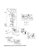 Carburetor/fuel tank/muffler