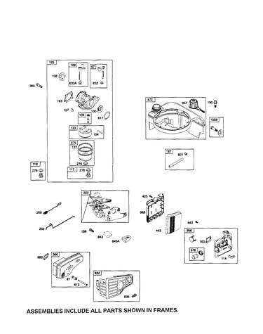 Carburetor/fuel tank/muffler