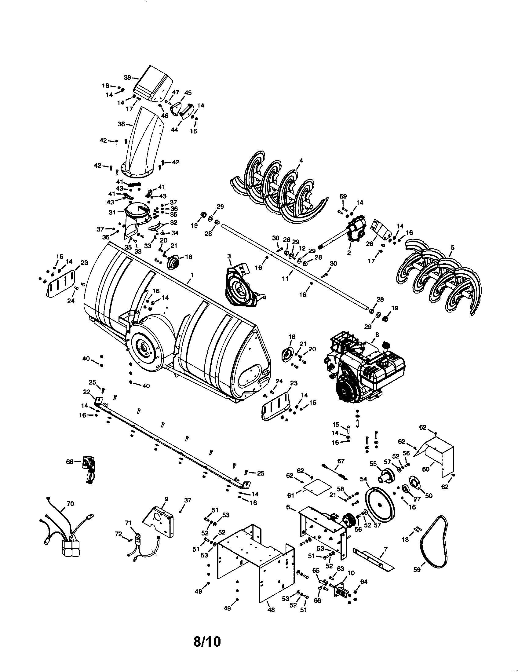 Housing/spiral blades/engine