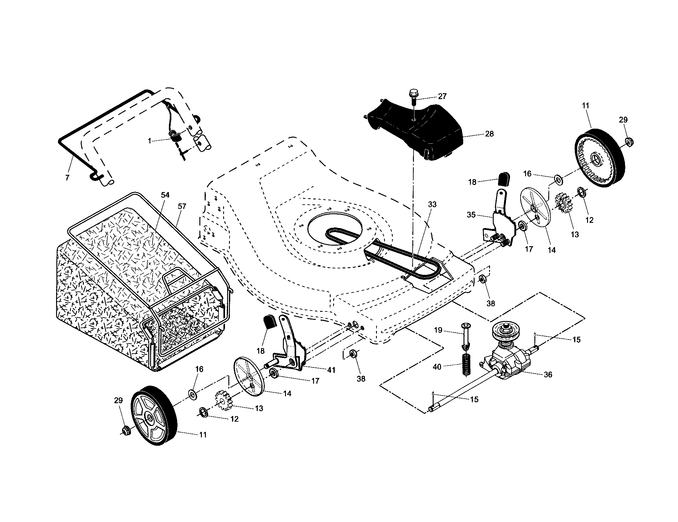 Drive control/gear case/wheels