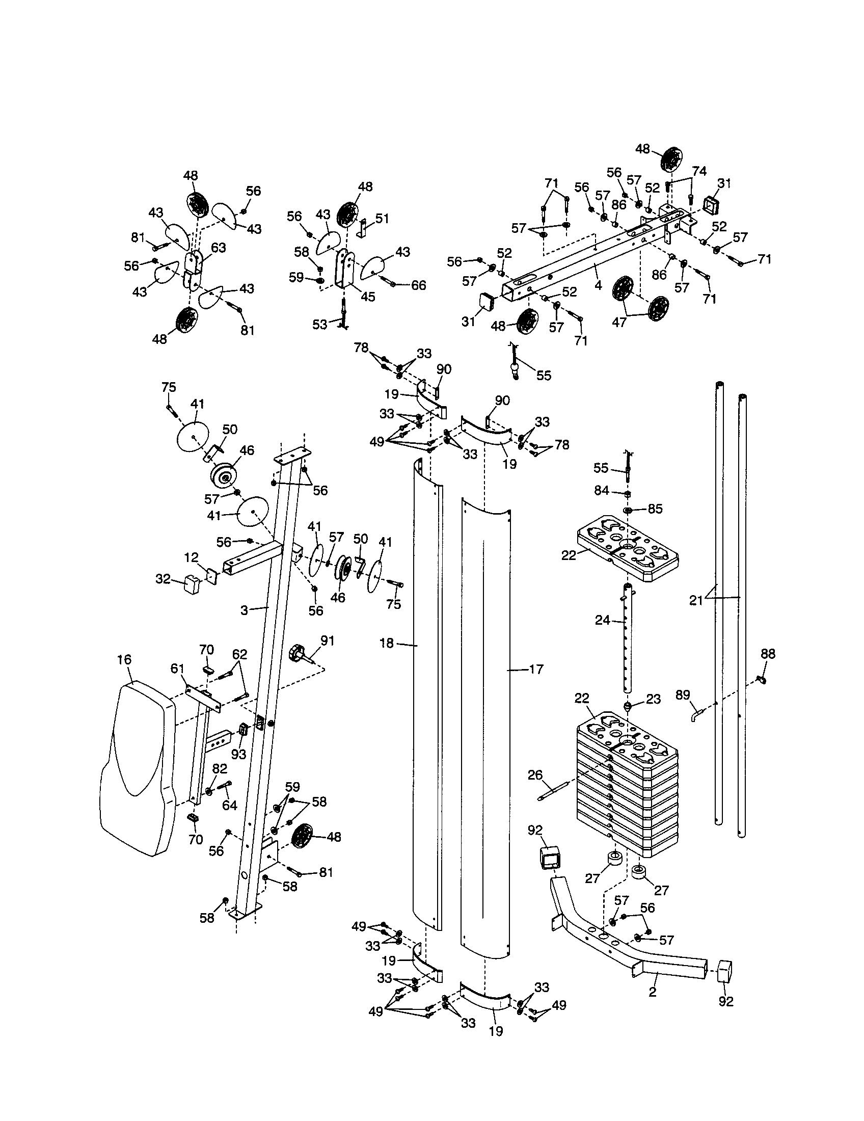 Shroud/upright/weights