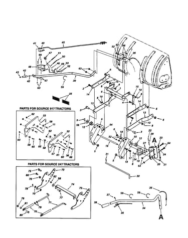 Chute tilt bracket/lift handle
