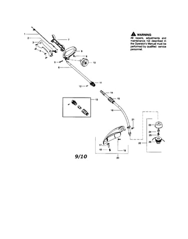 Drive shaft/handle/shield