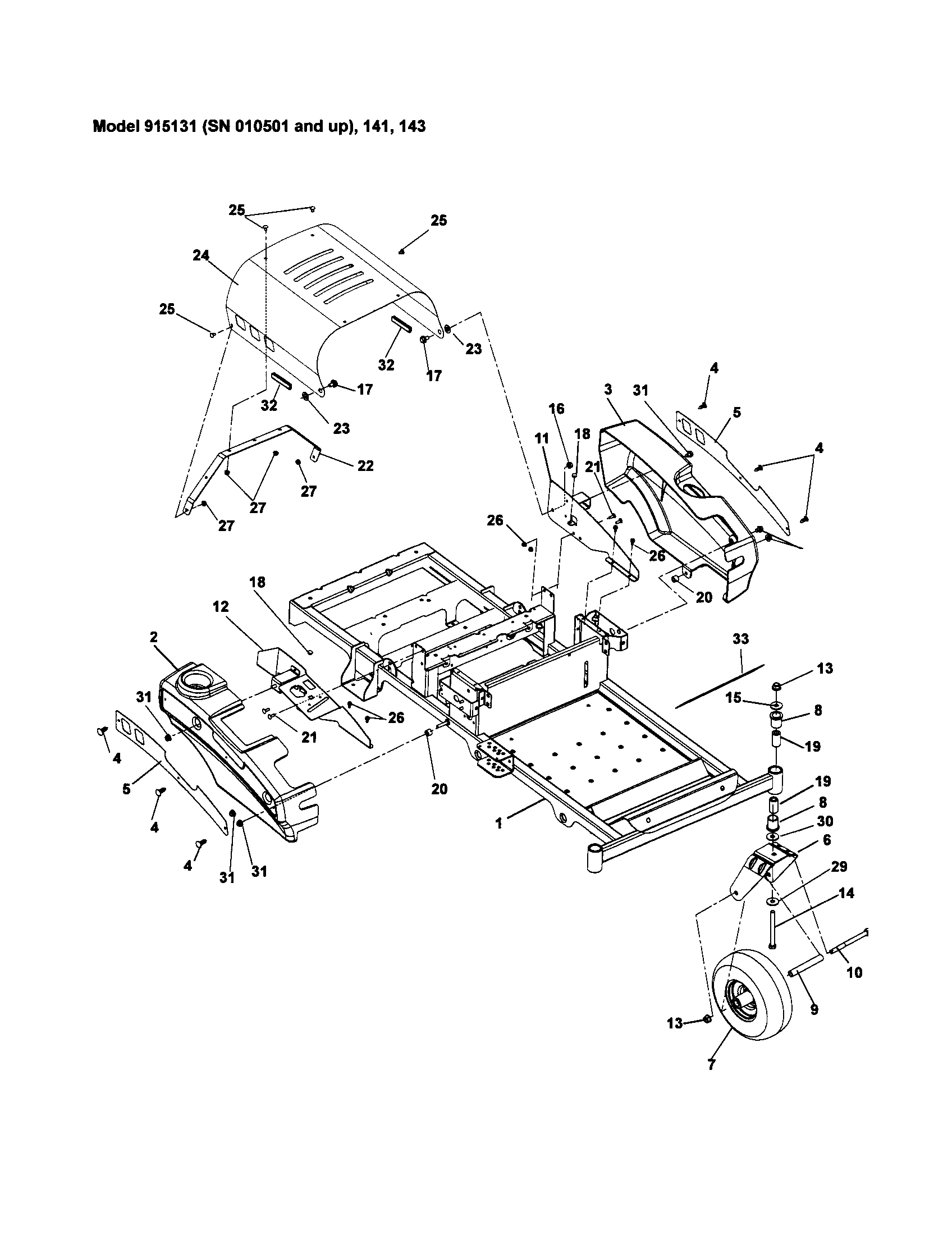 FRAME/HOOD/FENDERS/CASTERS/TIRES