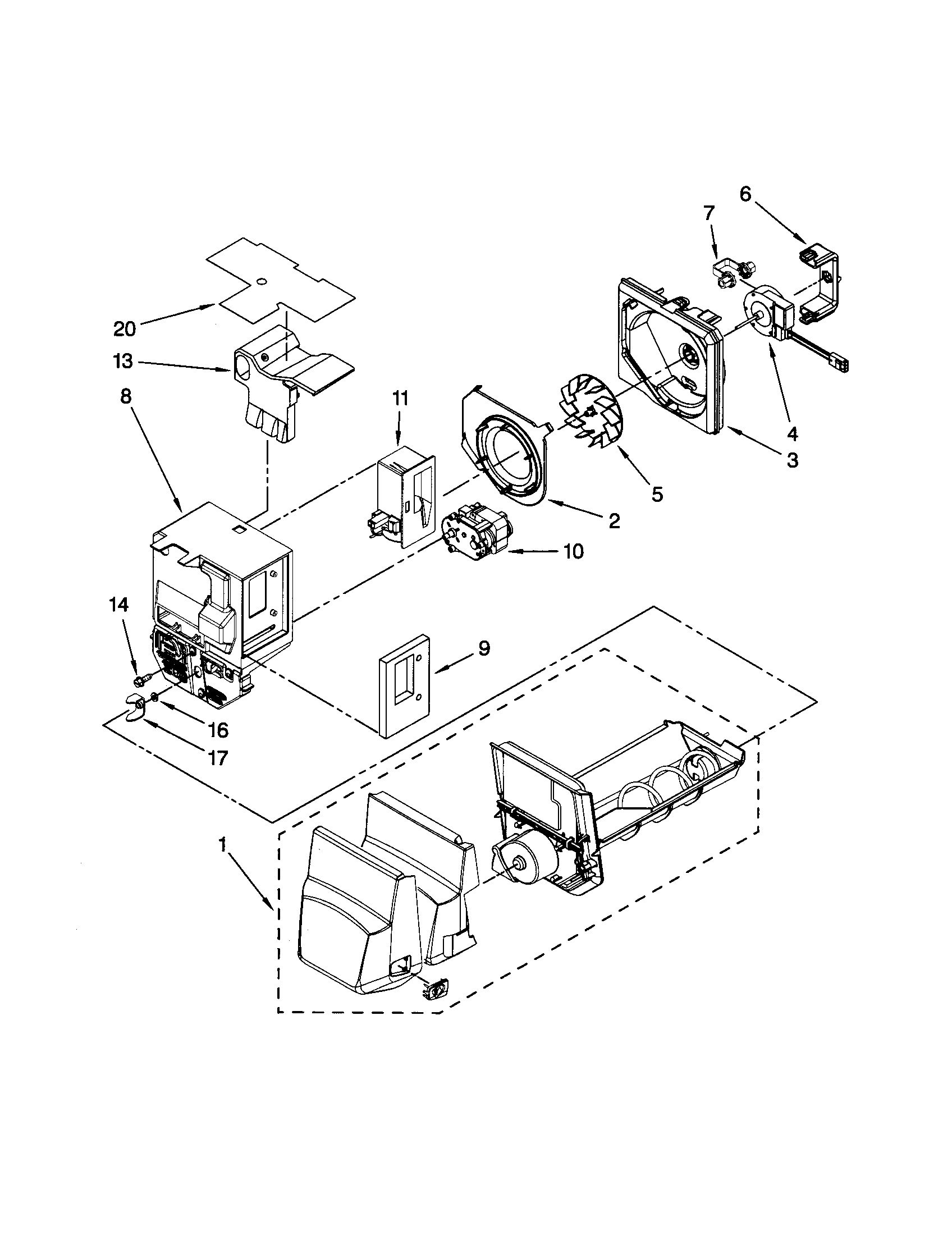 Motor & ice container