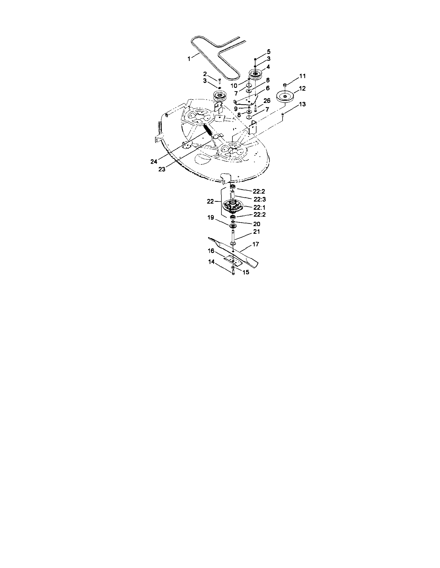 42" deck spindle/belt drive