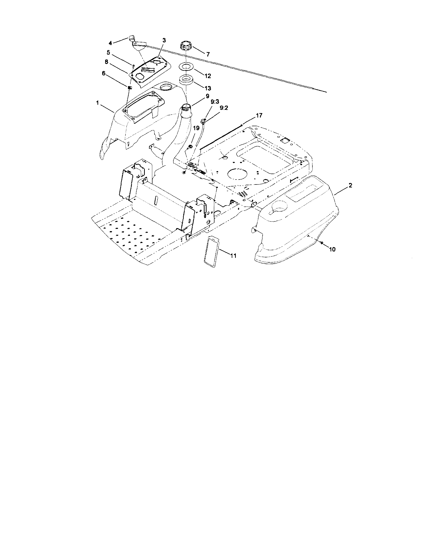 Styling/fuel system assembly