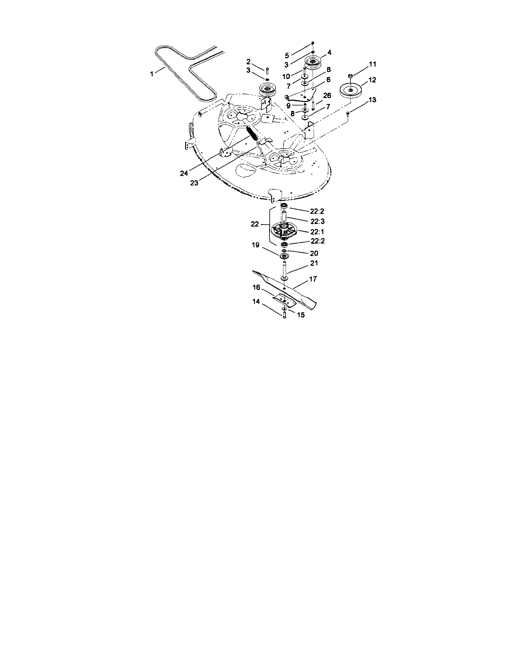 42" deck spindle/belt drive