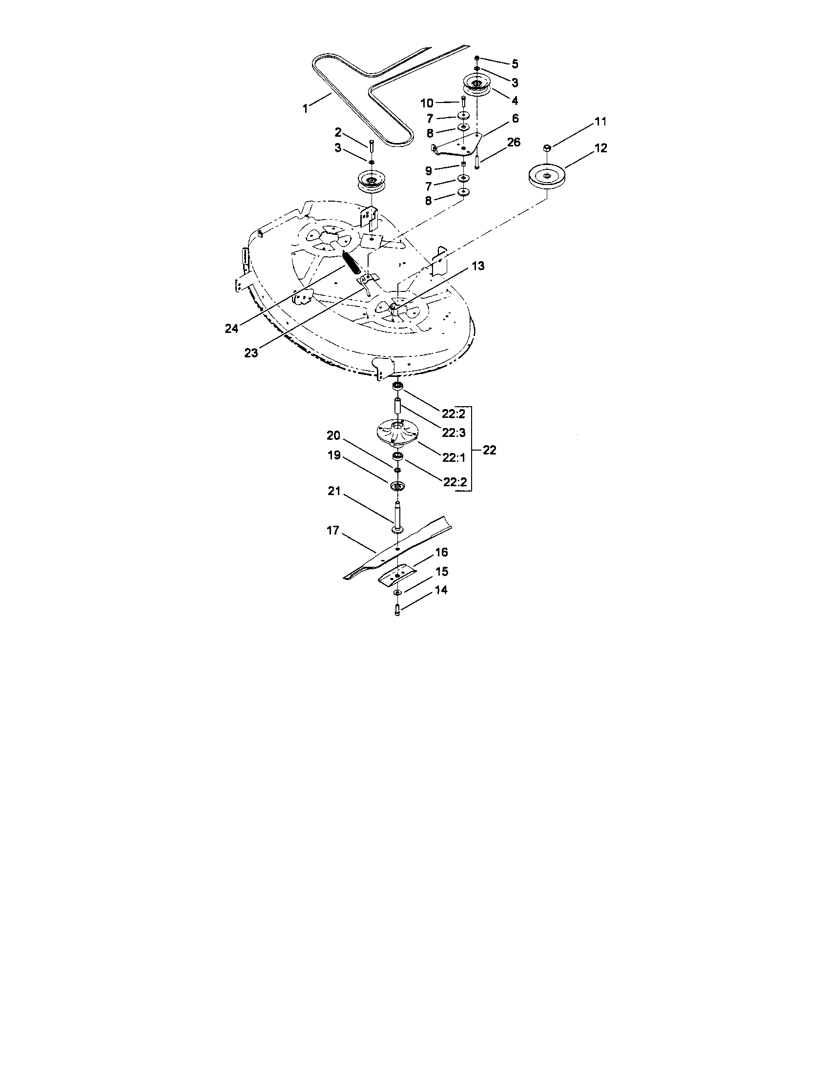 42" deck belt drive/spindle/blade