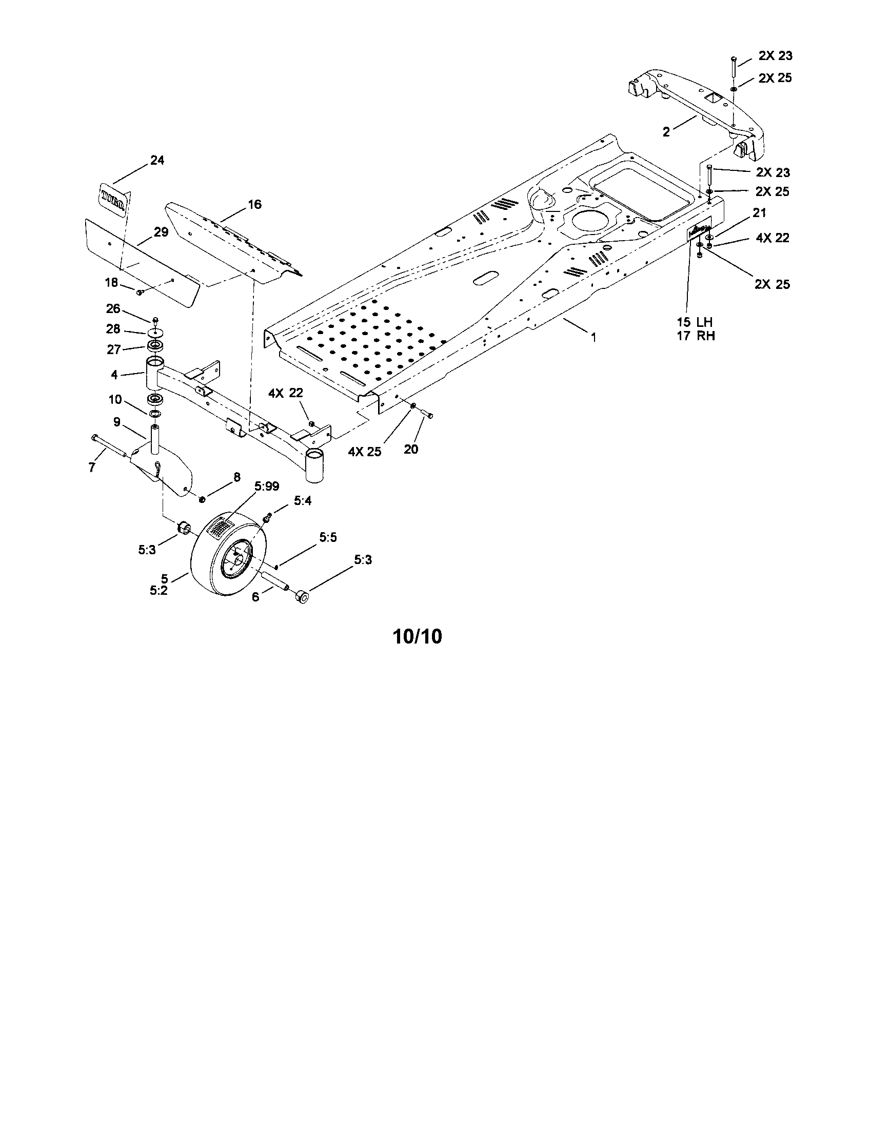 FRAME & CASTER WHEEL ASSEMBLY