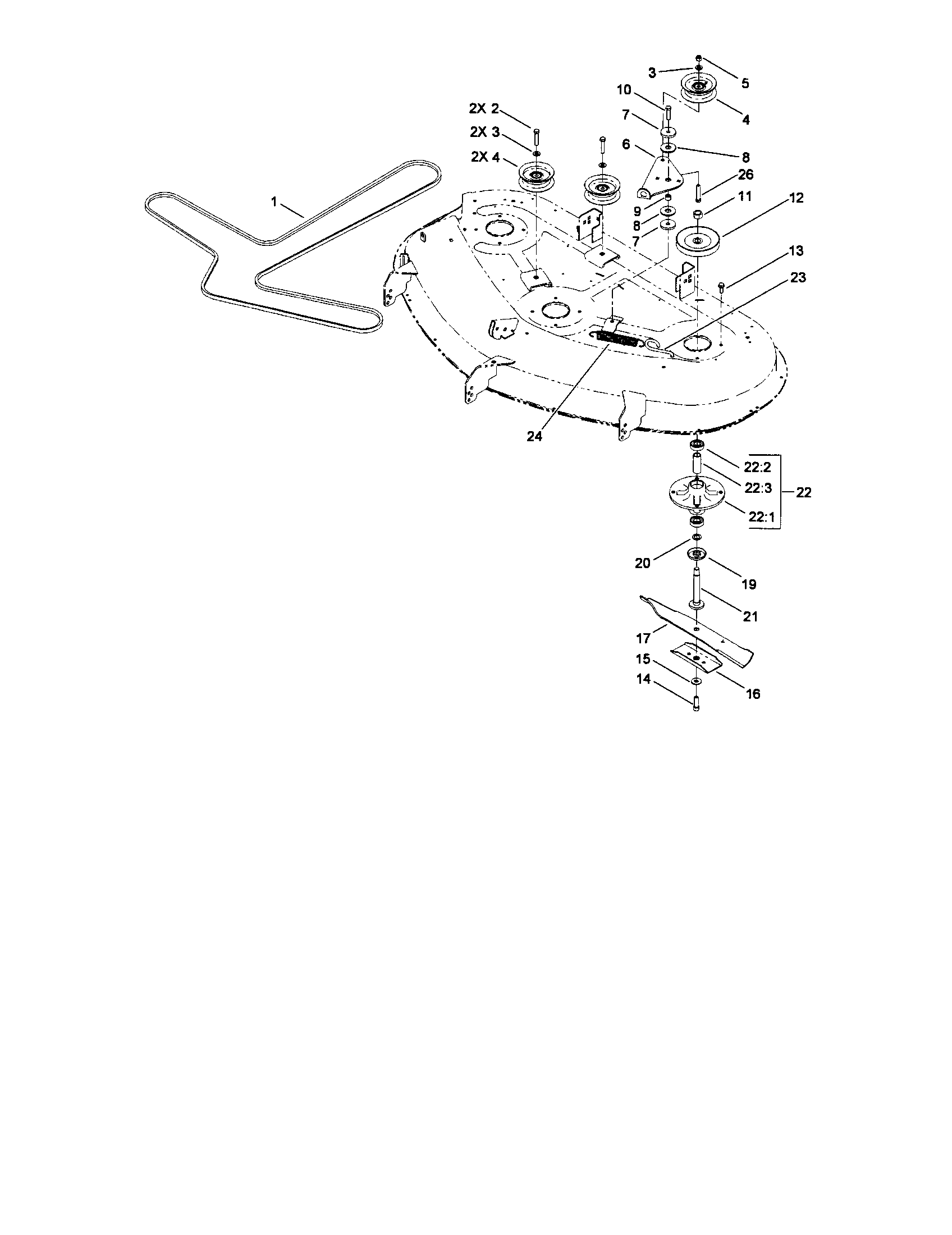 50" DECK SPINDLE/BLADE ASSEMBLY