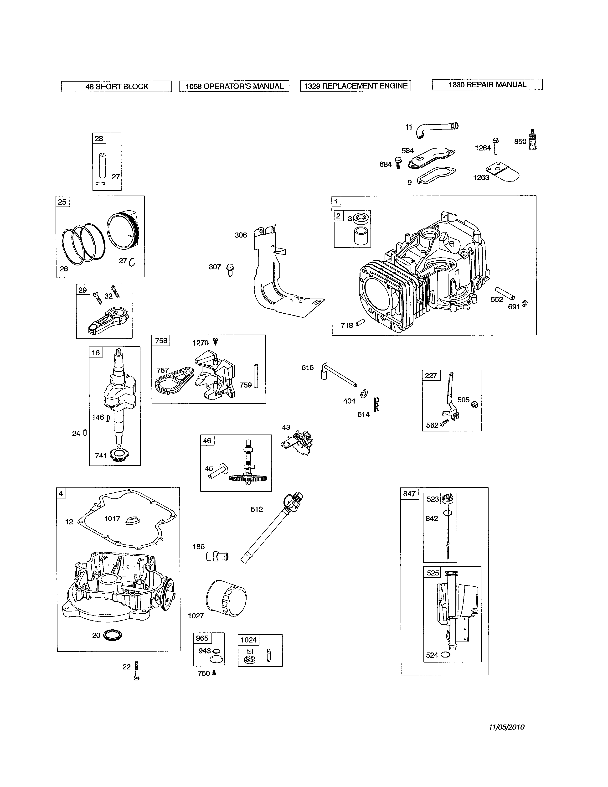 Cylinder/crankshaft/sump