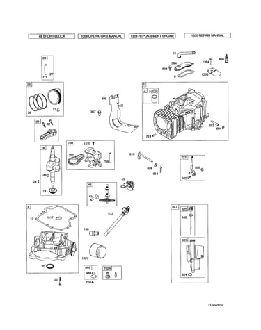 Cylinder/crankshaft/sump