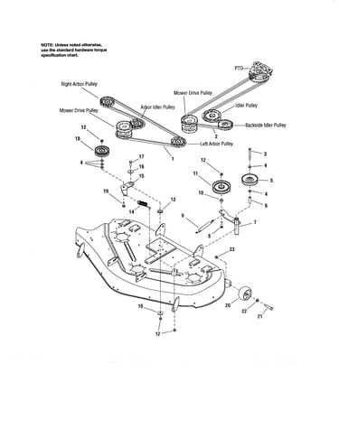 50" deck-clutch/support