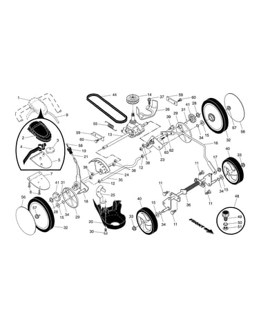 Drive control/gear case/wheels