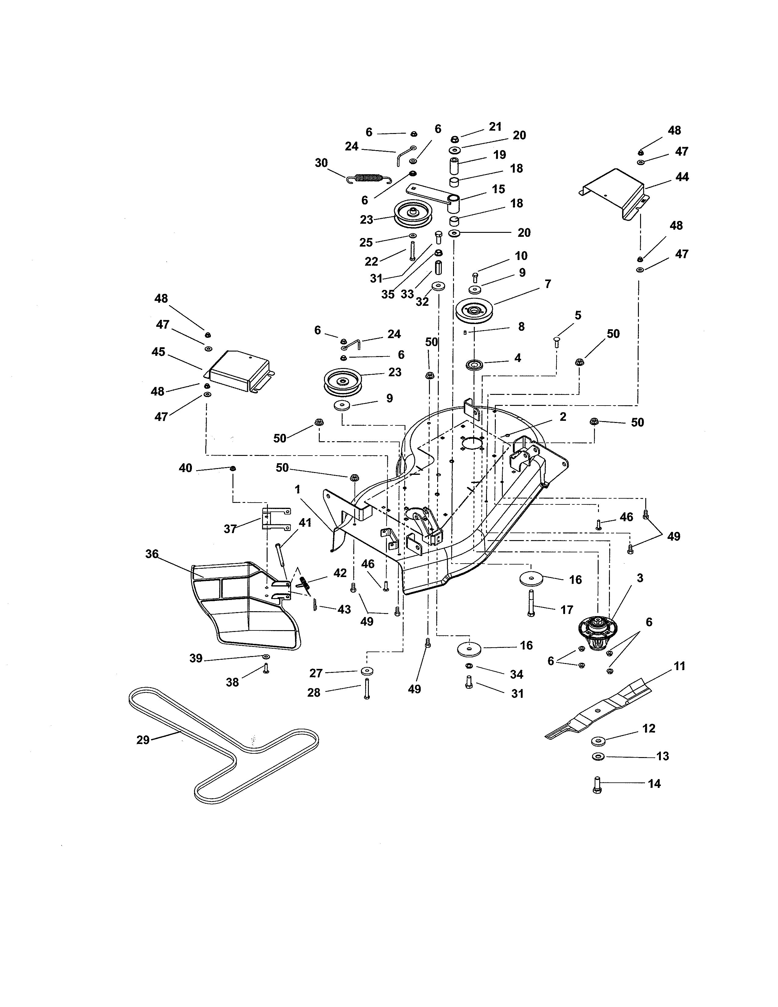 34" deck/belt/idlers/blades