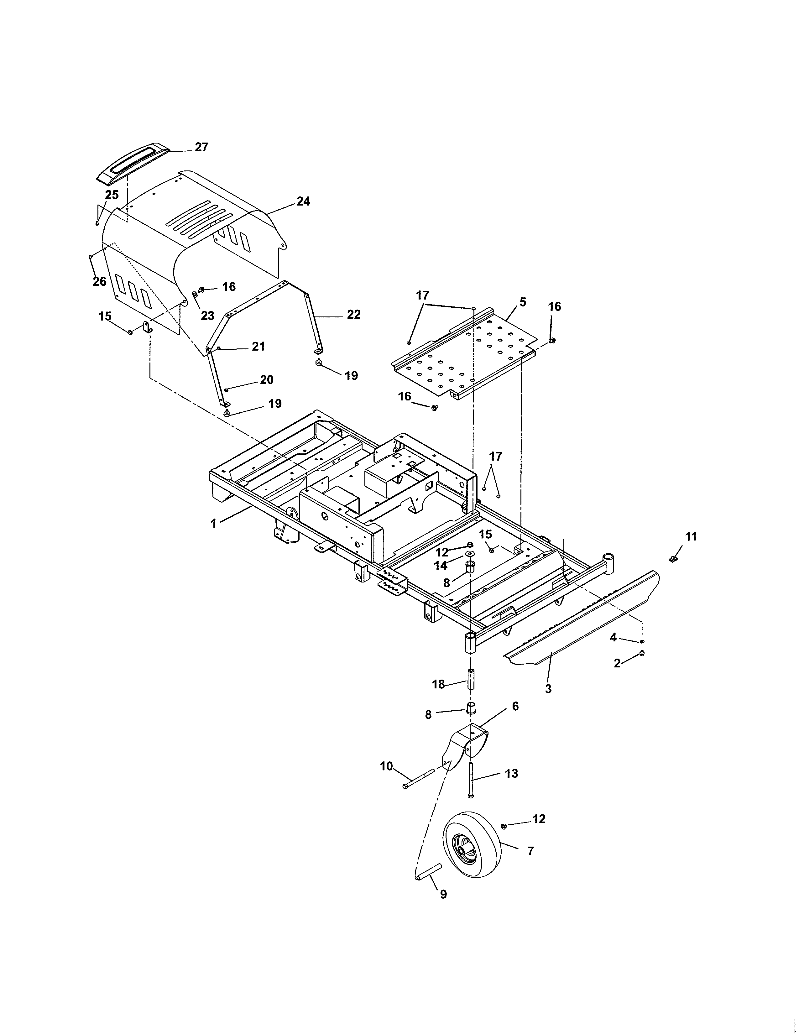 FRAME/HOOD/FOOTREST/CASTERS/TIRES