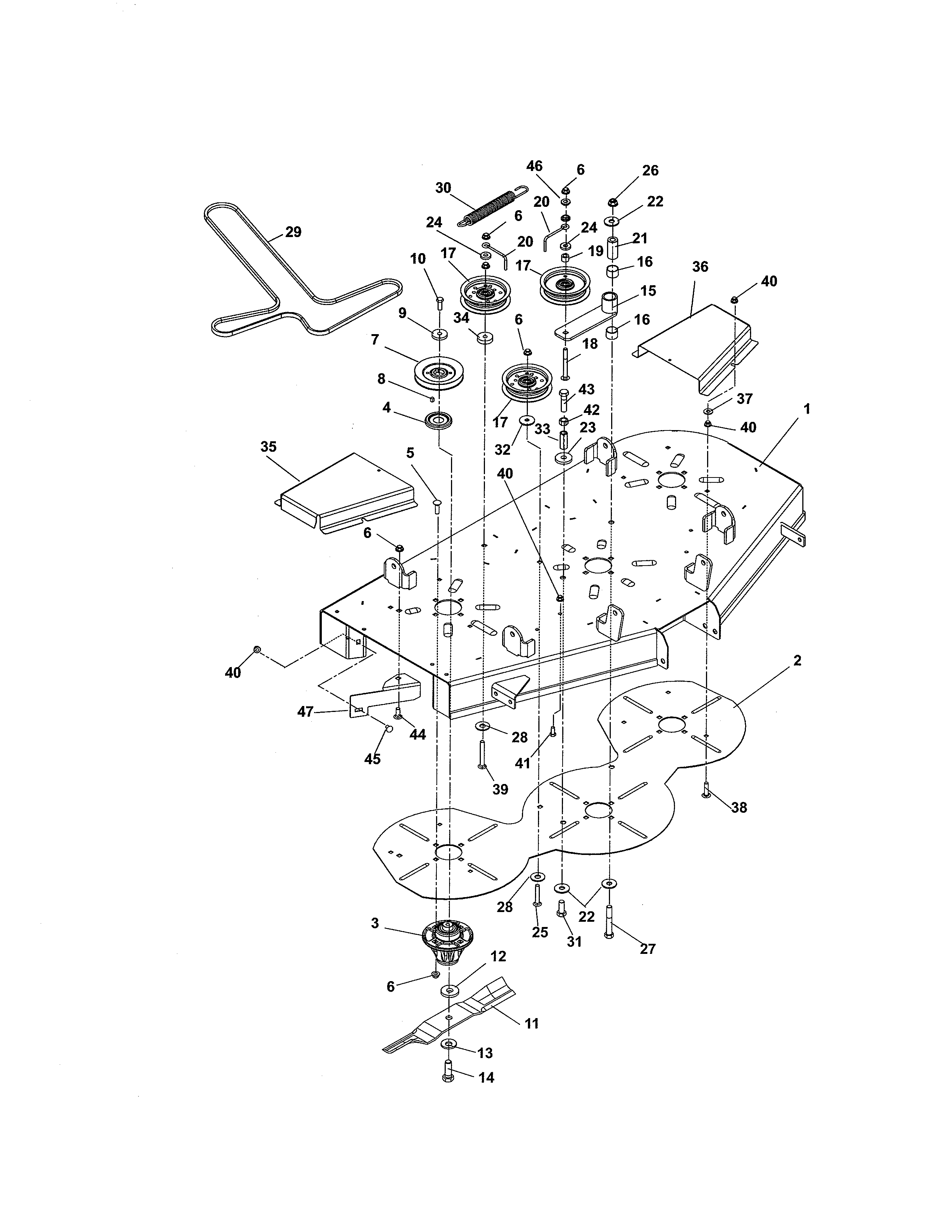 MOWER DECK/BELT/IDLERS/BLADES