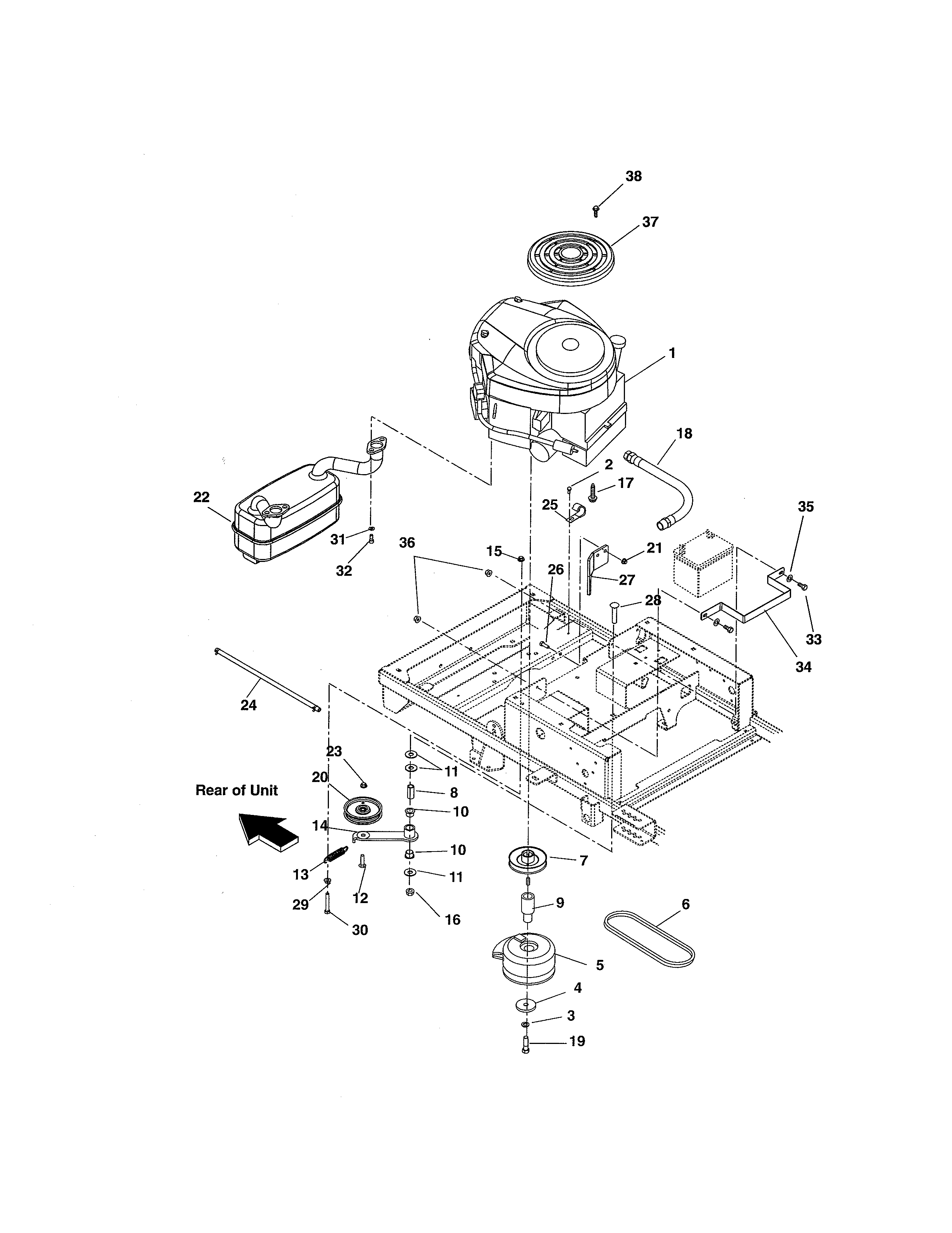 Engine/exhaust/belts/idlers