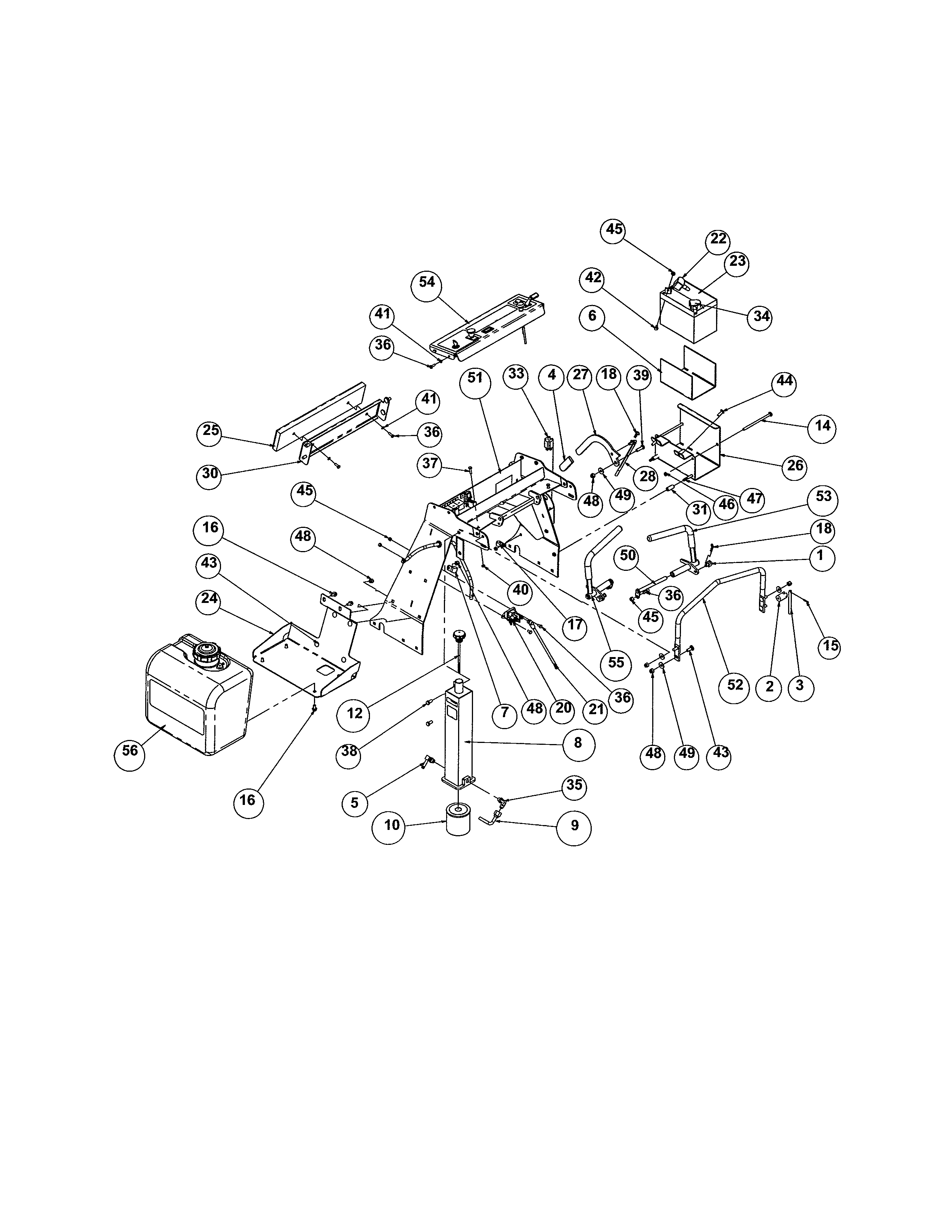 Fuel/hydraulic/handle