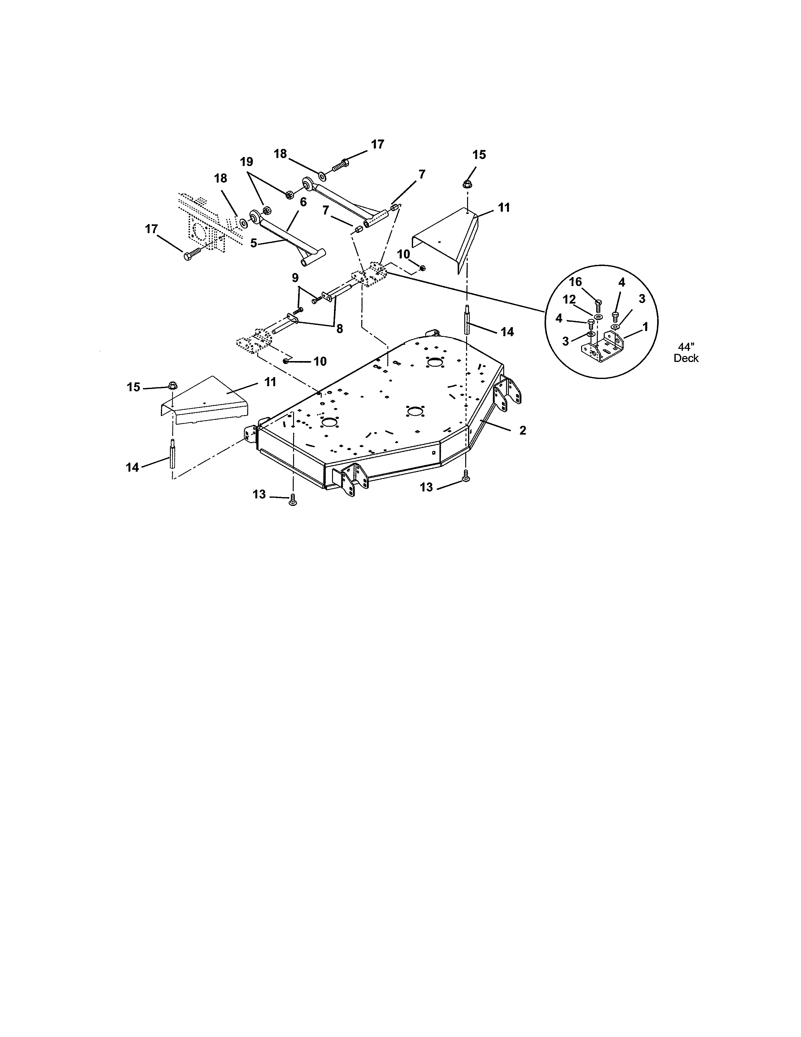 Deck/mounting arms/belt guards