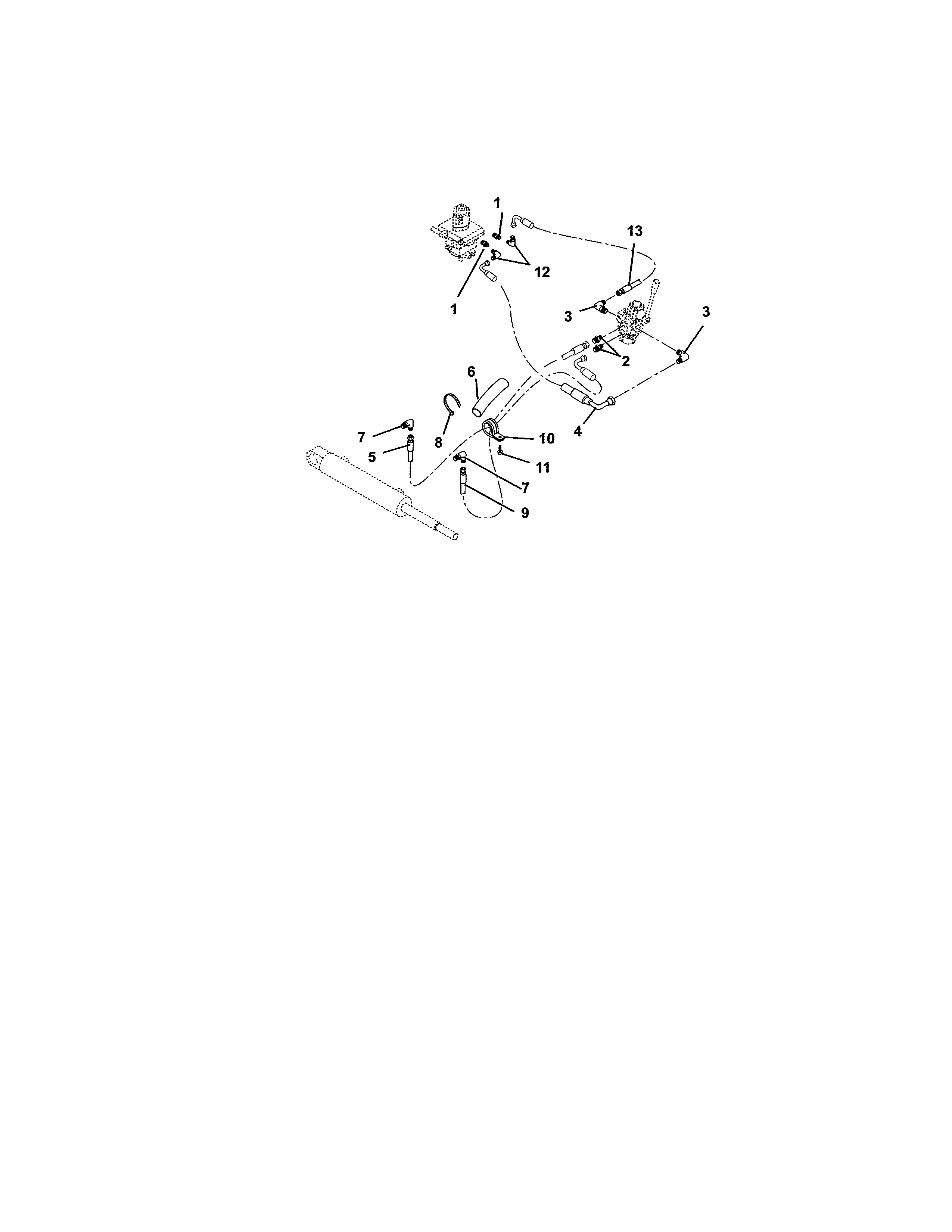 Hose routing for hydraulic cylinder