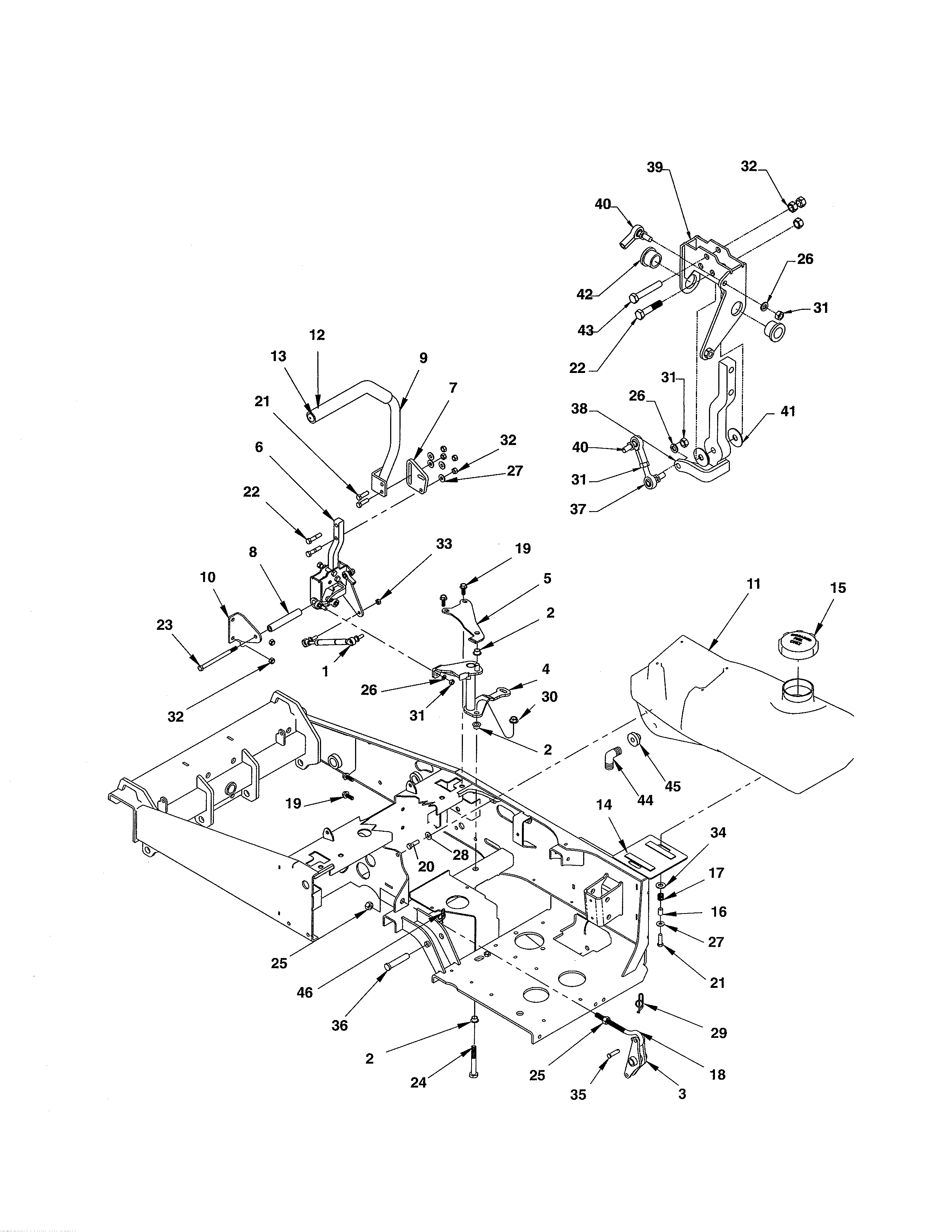 Steering controls/fuel tank