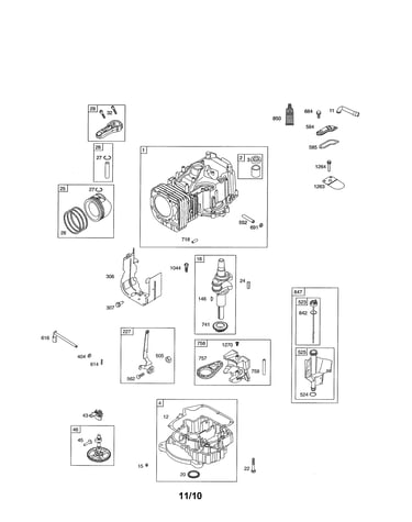 Cylinder/crankshaft/sump
