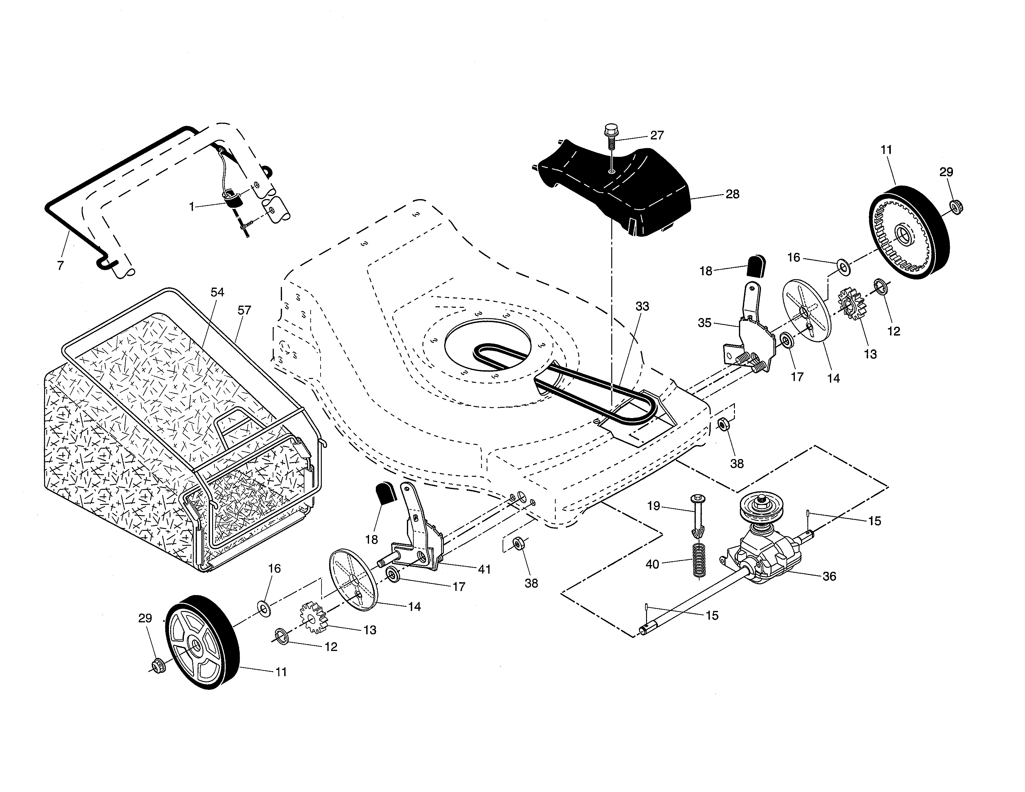 Drive control/gear case/wheels