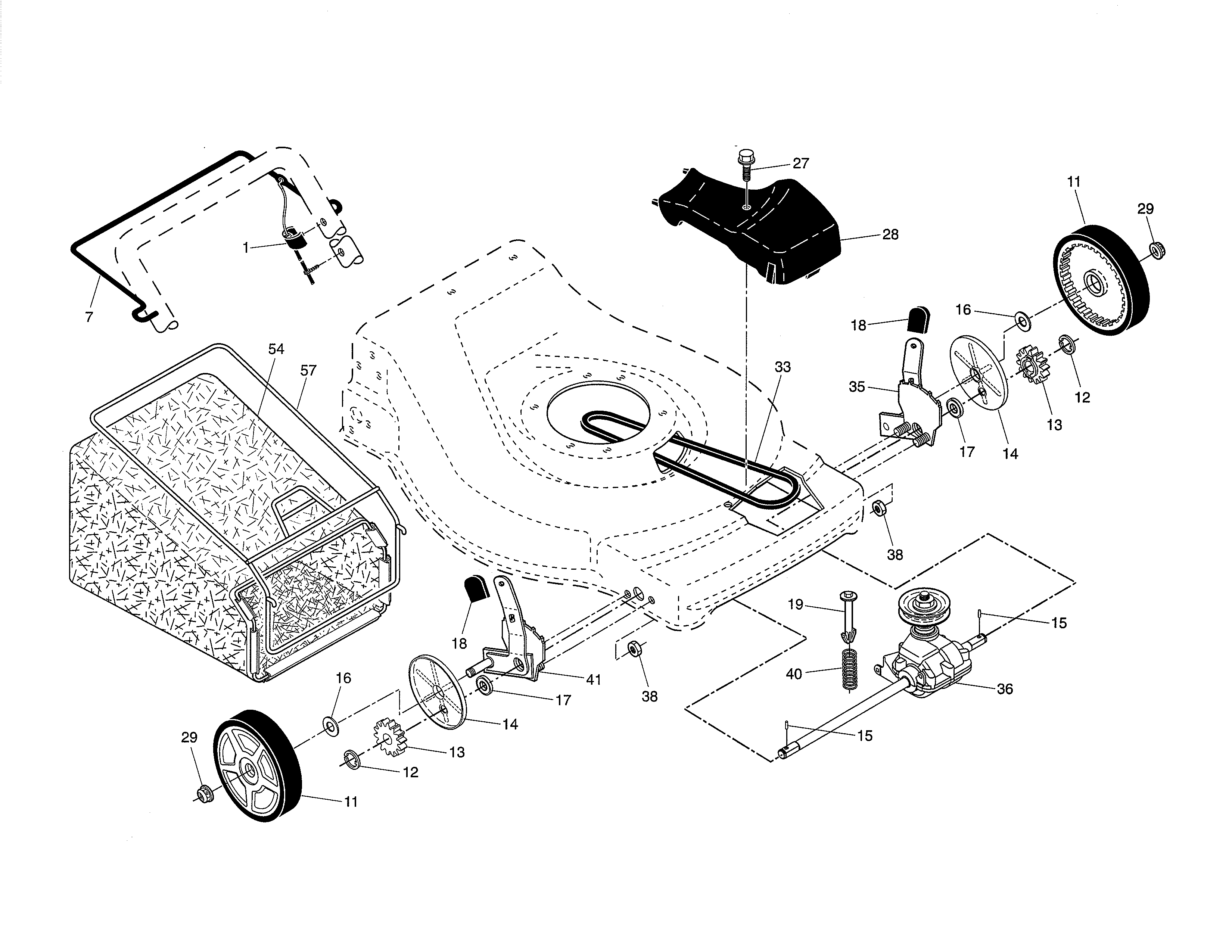 Drive control/gear case/wheels
