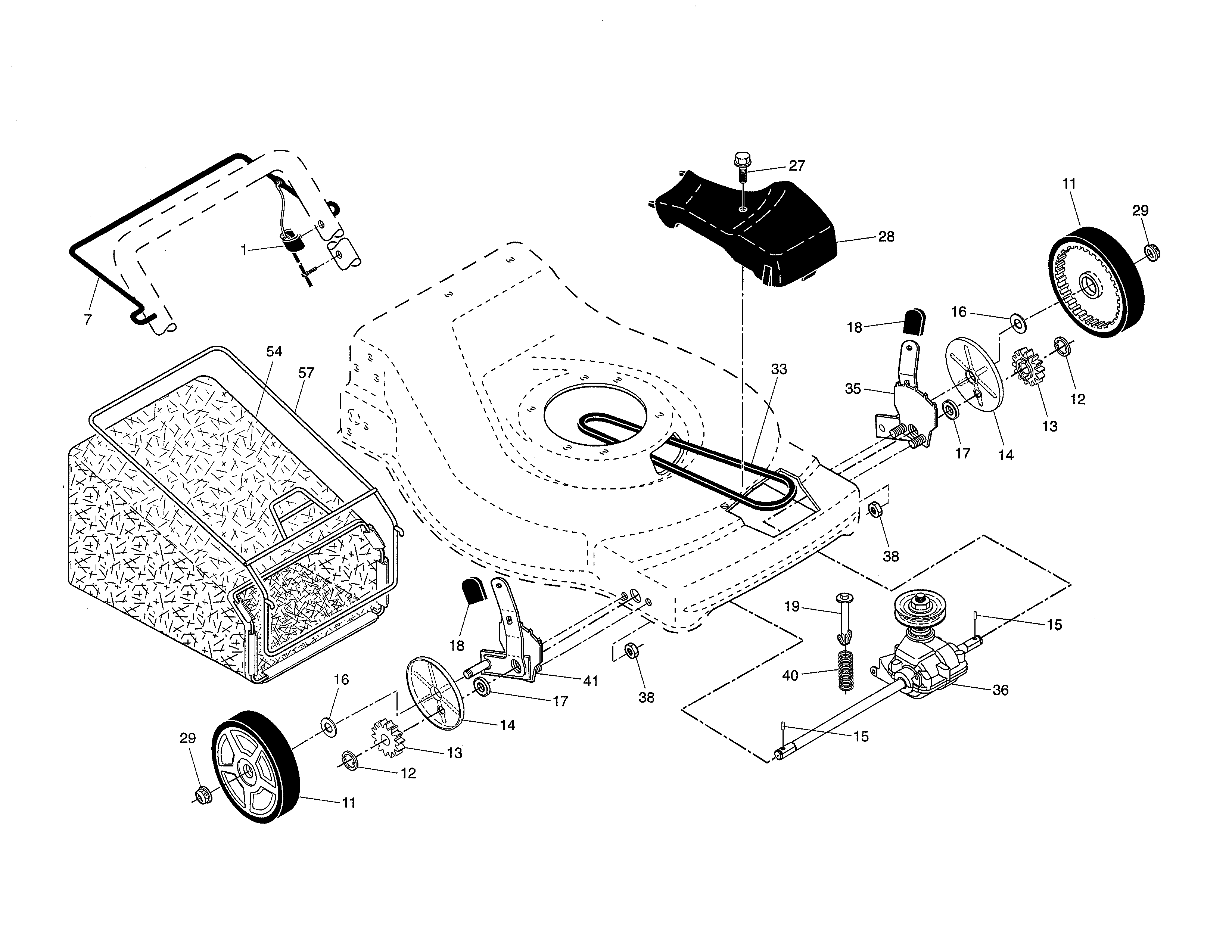 Drive control/gear case/wheels