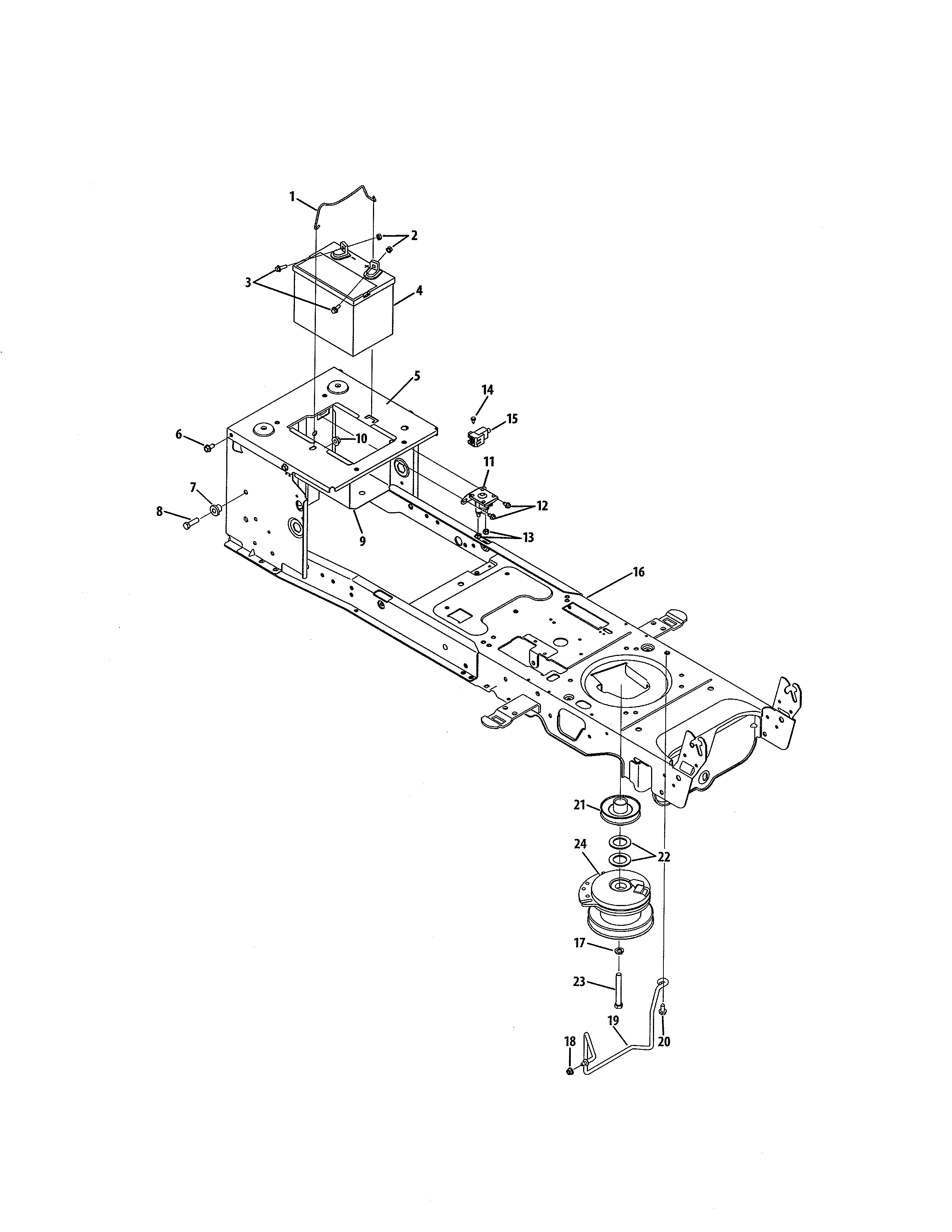 Frame/battery/pto
