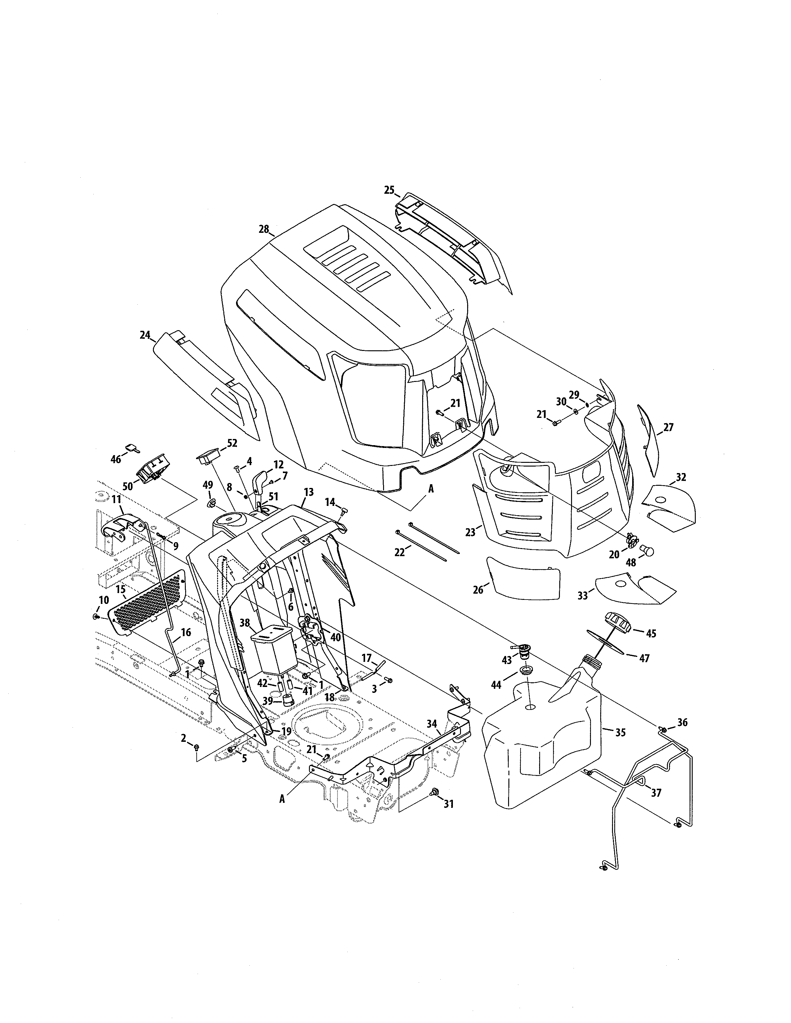 FUEL TANK/HOOD/DASH