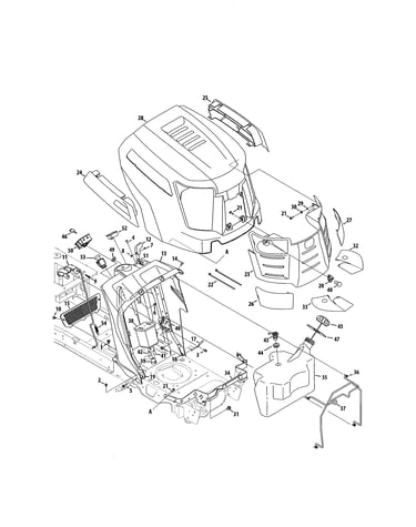 Fuel tank/hood/dash