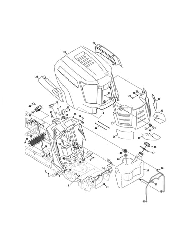 Fuel tank/hood/dash