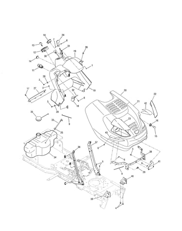 Hood/dash panel/fuel tank
