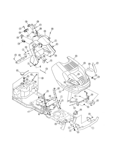 Hood/dash panel/fuel tank