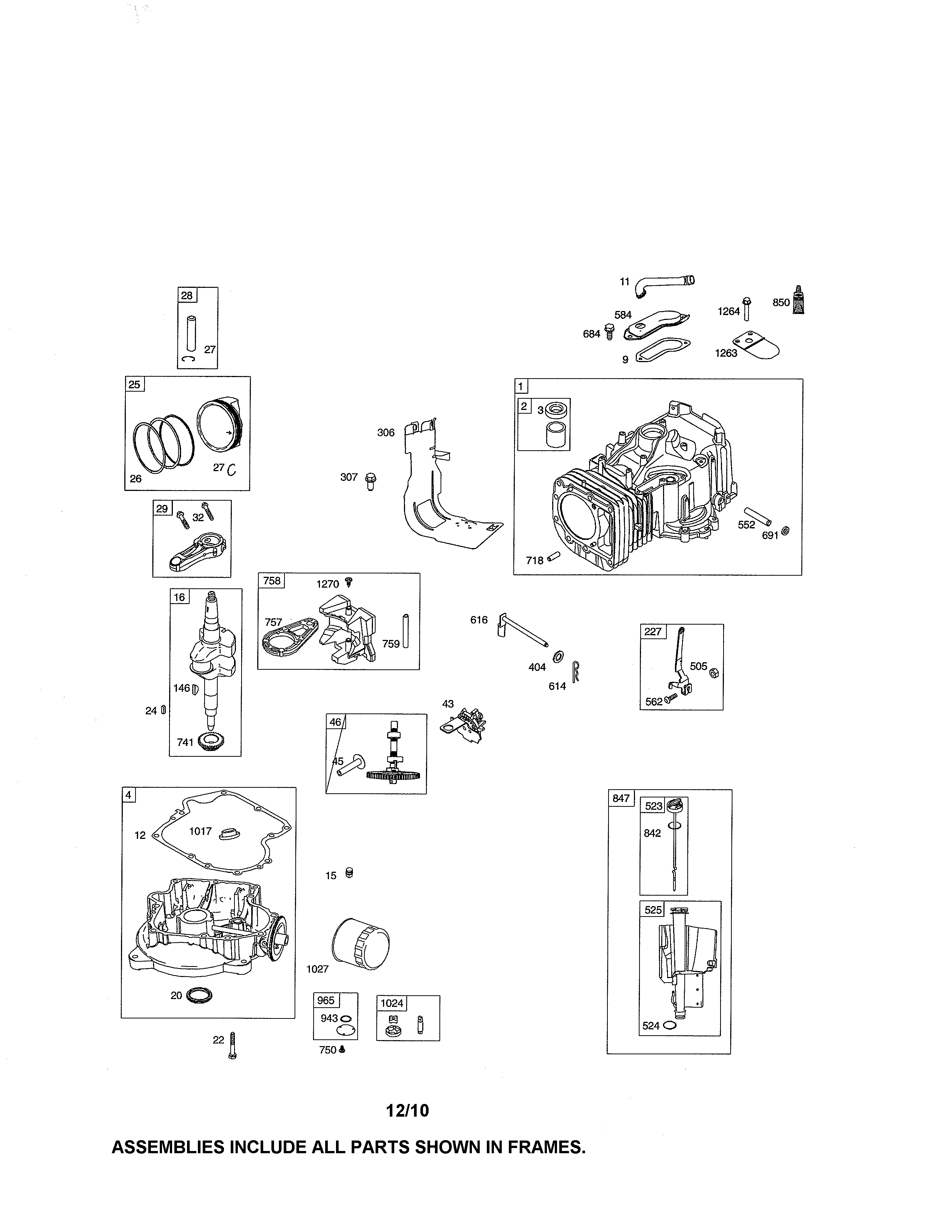 Cylinder/crankshaft/sump