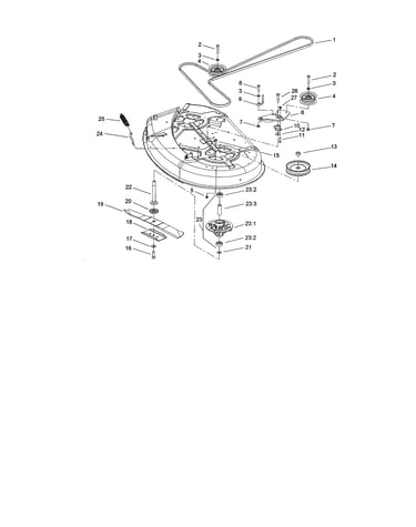 42" deck spindle/belt drive