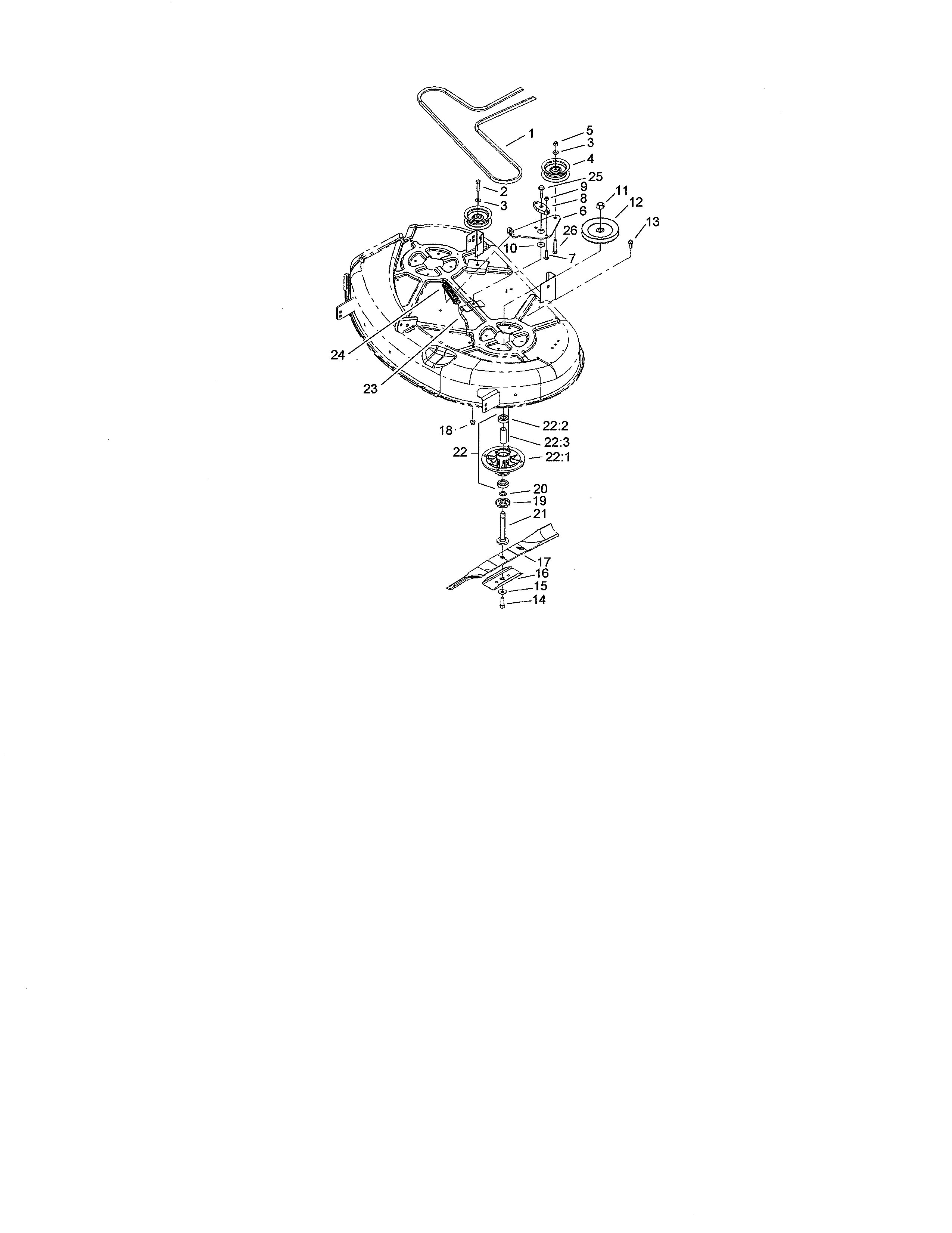 42" deck spindle/belt drive