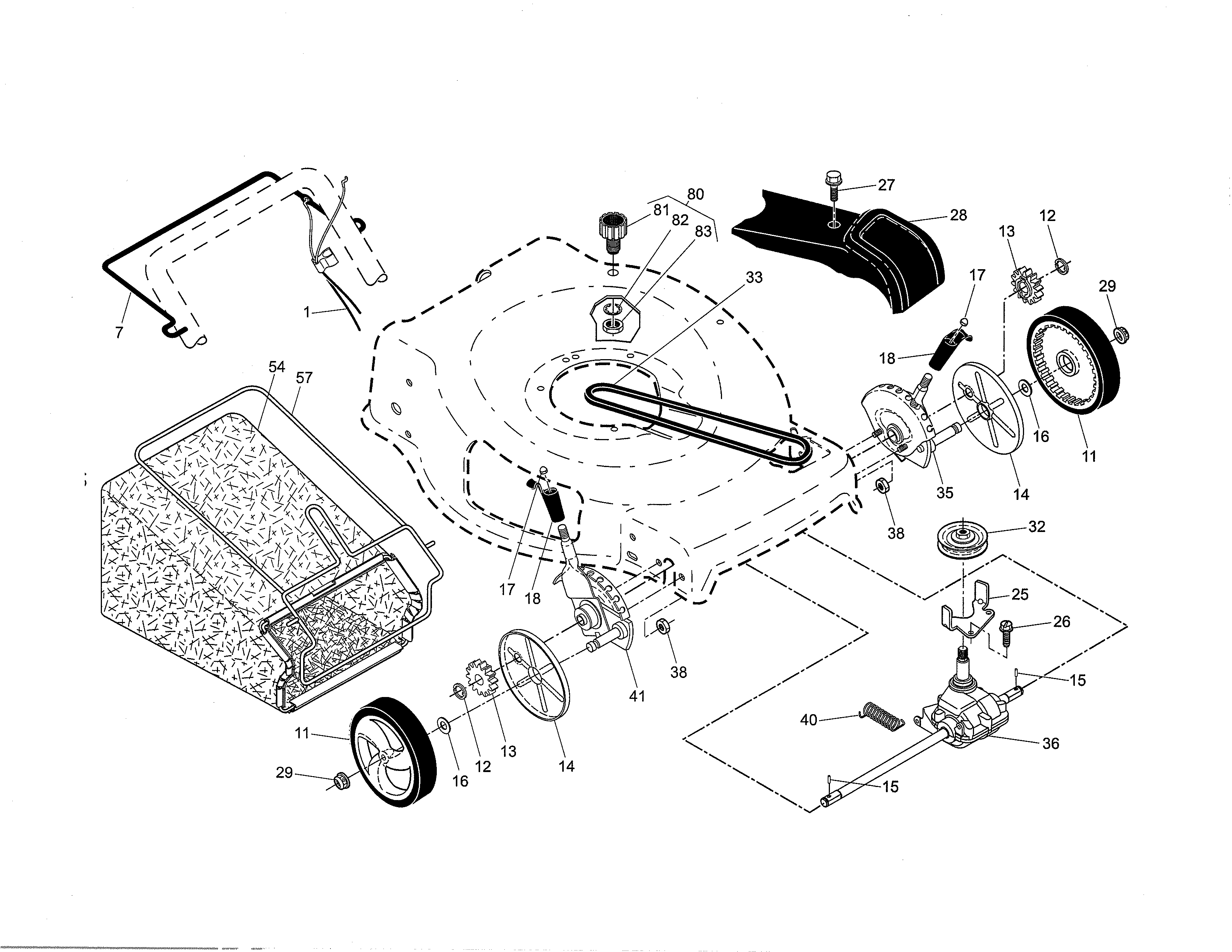 Drive control/gear case/wheels