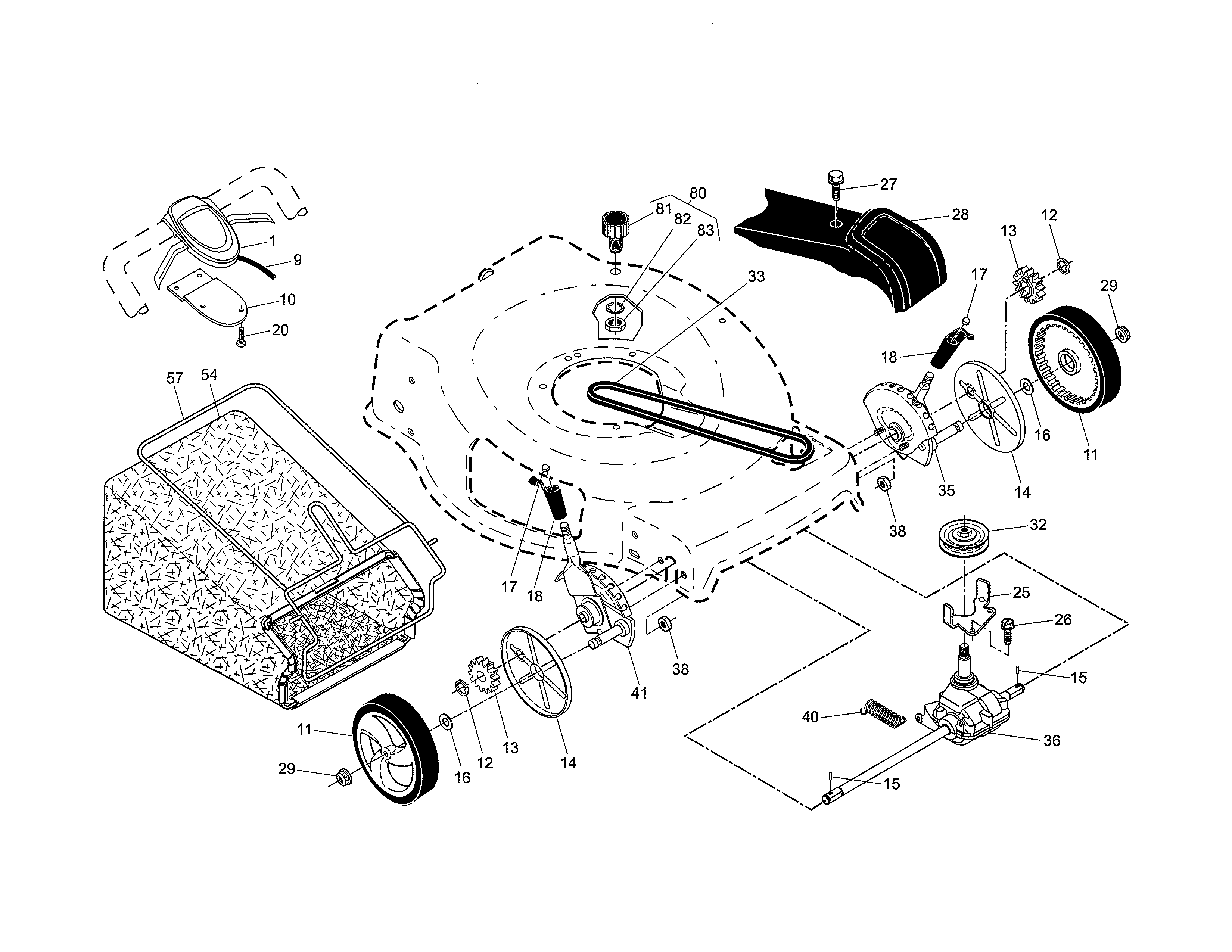 Drive control/gear case/wheels