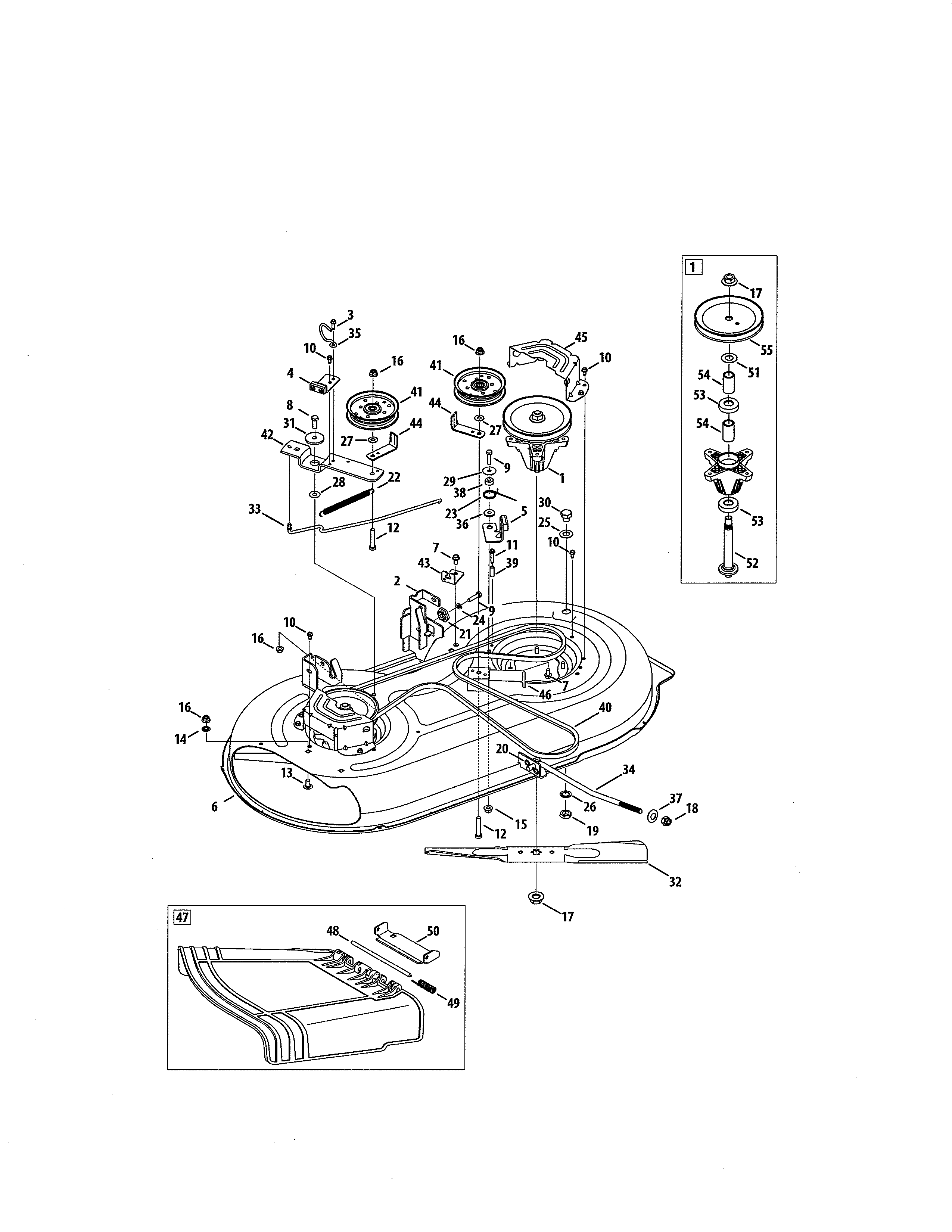 Deck/spindle pulley