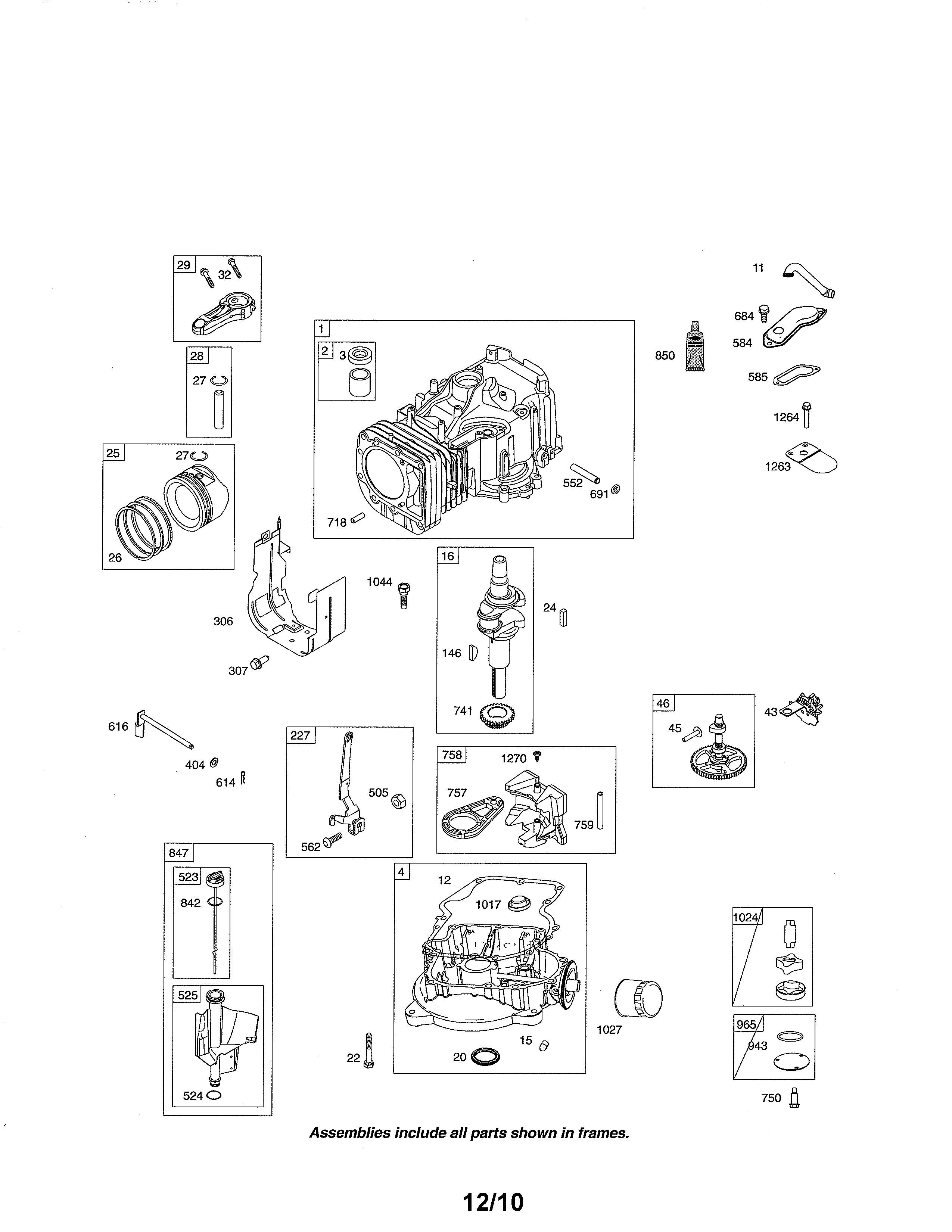 Cylinder/crankshaft/sump