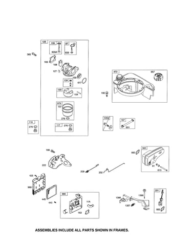 Carburetor/fuel tank/muffler