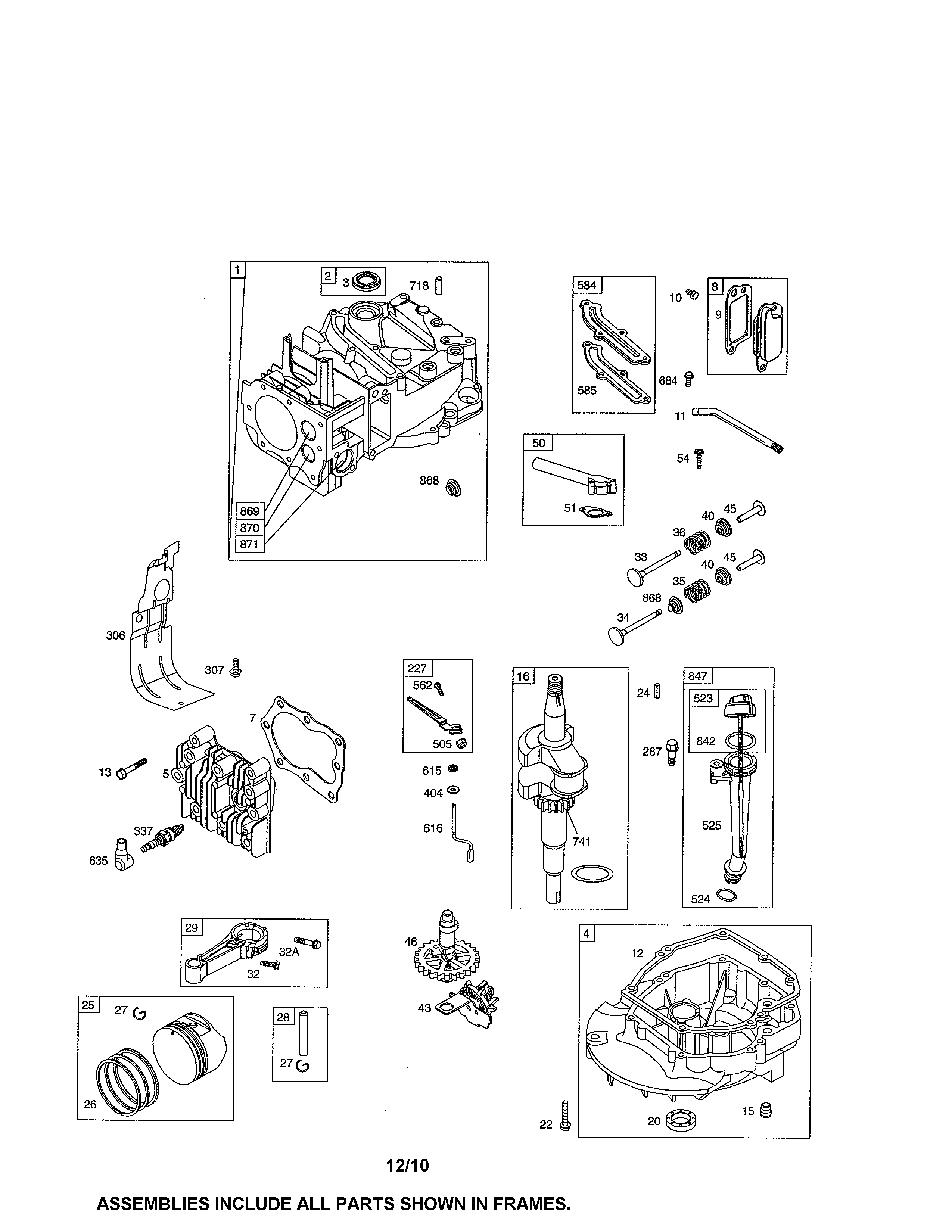 Cylinder/crankshaft/sump