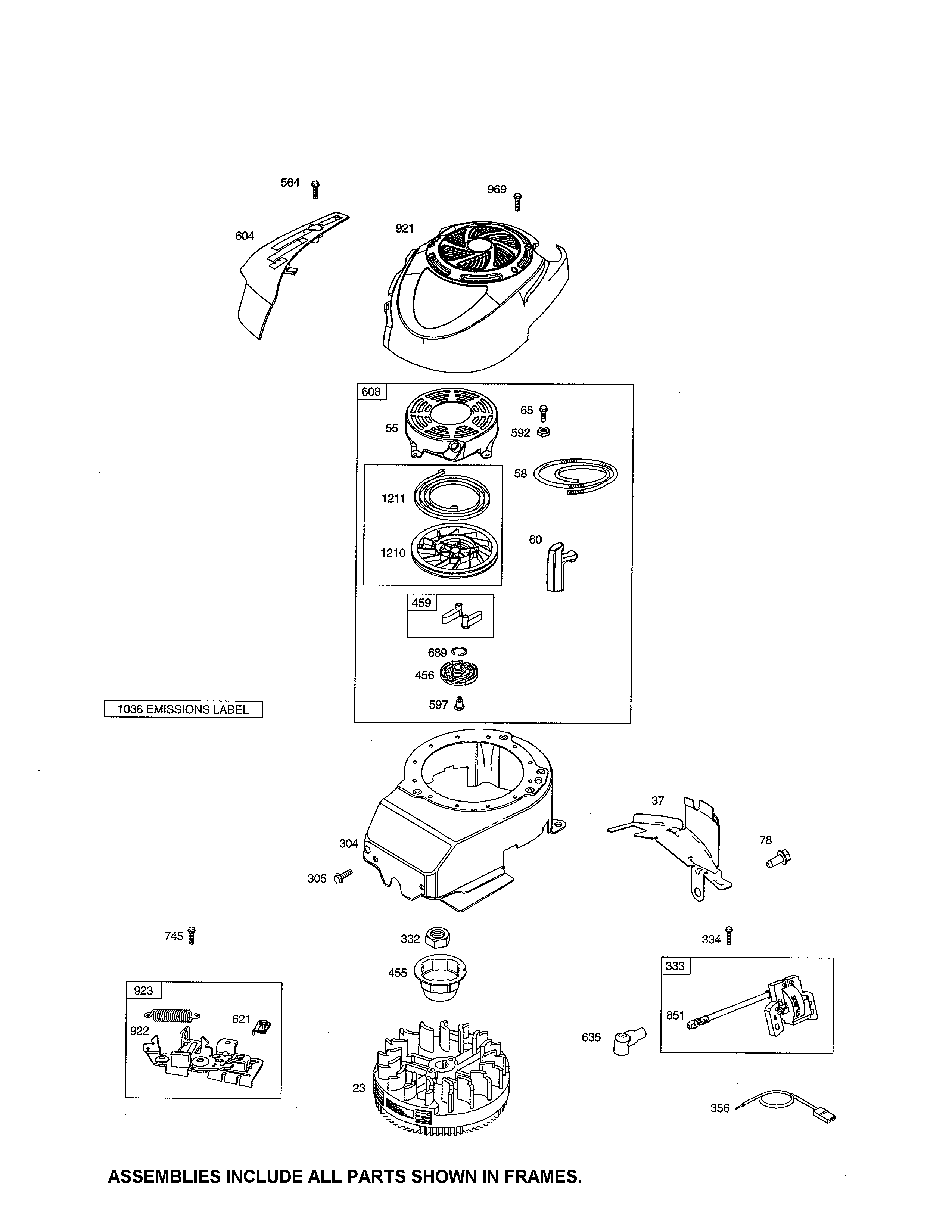 Rewind starter/blower housing